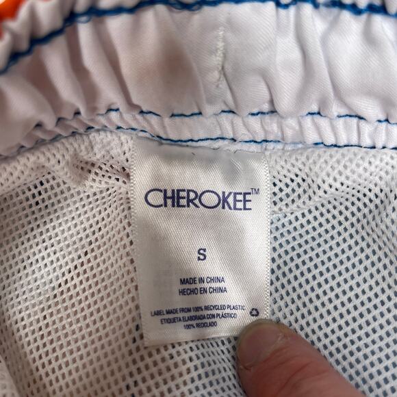 Cherokee Swim Trunks Striped Blue Orange Pocket New S - Picture 4 of 4